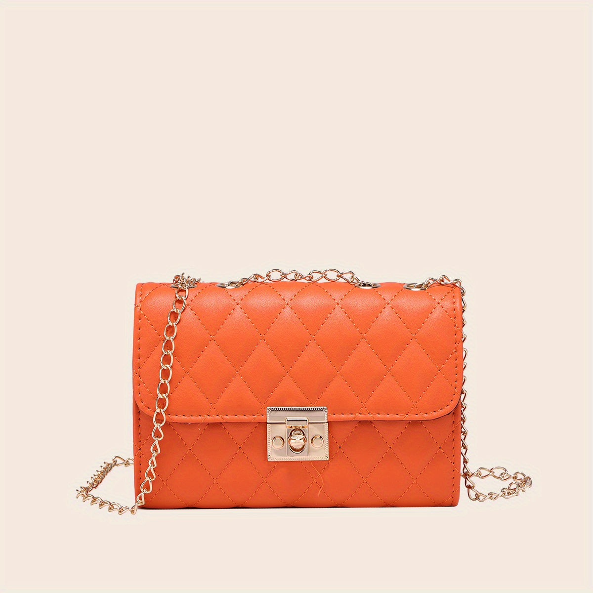 Quilted Crossbody Bag, Fashionable Chain Clutch Bag, Shoulder Bag, Square Bag, Satchel Bag