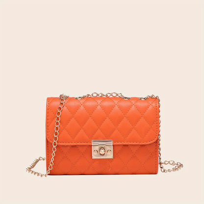 realaiot  Quilted Crossbody Bag, Fashionable Chain Clutch Bag, Shoulder Bag, Square Bag, Satchel Bag