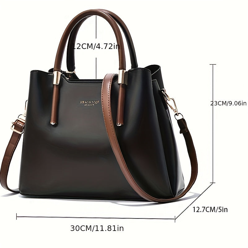Classic Simple Tote Satchel Bag, All-Match Storage Bag For Work, Women's Casual Handbag