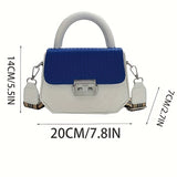 realaiot2024 New Small Colorblock Shoulder Bag, All-Match Turn-Lock Satchel Bag For Women