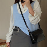 realaiot  Minimalist Vintage Square Shoulder Bag, All-Match Flap Handbag With Adjustable Strap