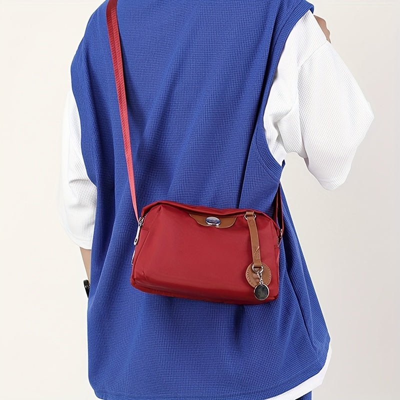 Nylon Shoulder Bag, Women's Lightweight Solid Color Crossbody Bag