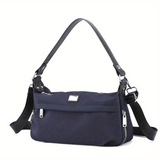 realaiot  Lightweight Portable Waterproof Crossbody Bag, Fashion Casual Solid Color Nylon Shoulder Bag, Women's Simple Versatile Handbag & Purse