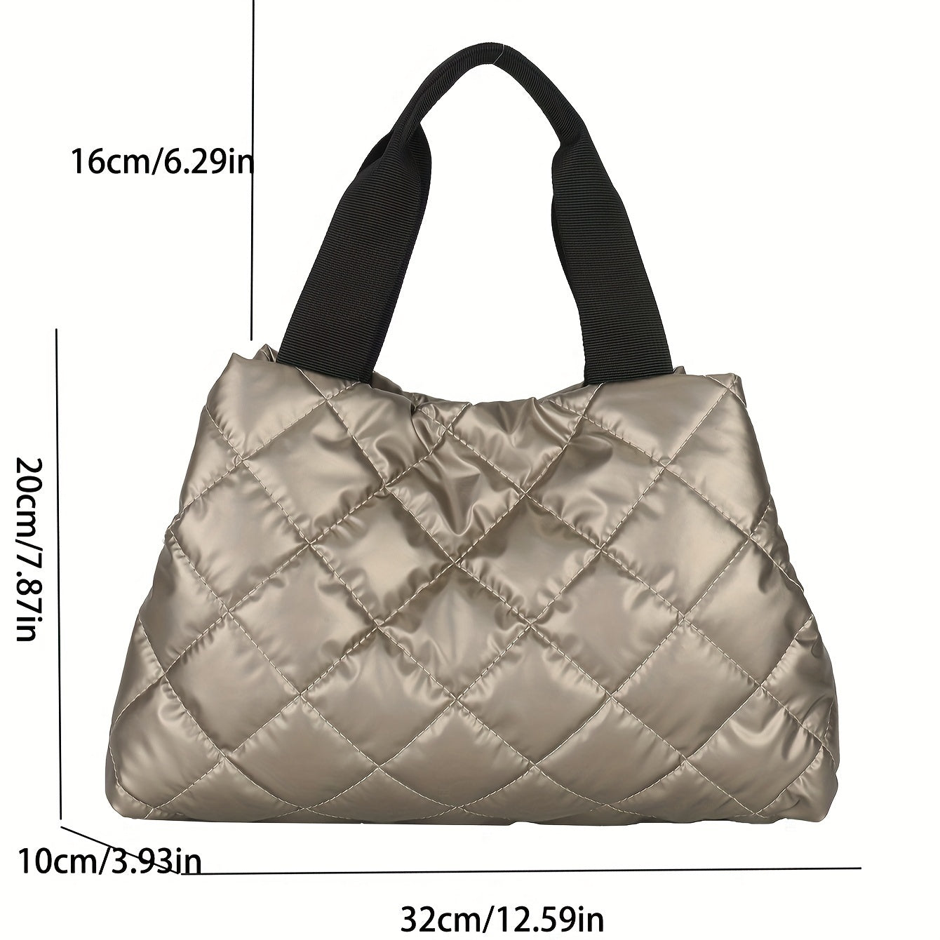 realaiot  Fashion Puffer Quilted Handbag, Fashion Soft Tote Bag, Women's Lightweight Padded Shoulder Bag
