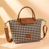 realaiot  Houndstooth Pattern Handbag, Fashion Crossbody Bag, Classic Dumpling Bag For Women