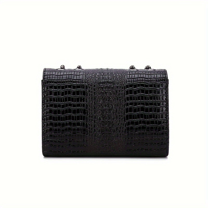 Crocodile Pattern Crossbody Bag, Luxury Flap Shoulder Bag, Women's Fashion Handbag & Purse