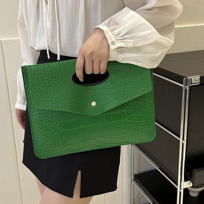 Hot Chic Envelope Clutch Bag, Solid Color Crocodile Pattern Satchel Bag, Pu Leather Wallet For Women