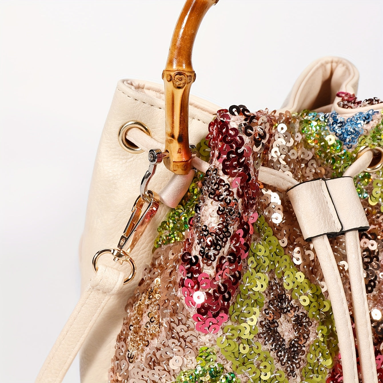 Mini Glitter Sequin Bucket Bag, Trendy Drawstring Crossbody Bag, Women's Fashion Handbag, Shoulder Bag & Purse