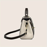 realaiot  Fashionable Colorblock Crossbody Bag, Classic Turn-Lock Top Handle Wallet, PU Leather Handbag