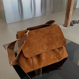 realaiot  Vintage Winter Crossbody Bag, Retro Flap Messenger Bag, Women's Casual Handbag & Shoulder Purse