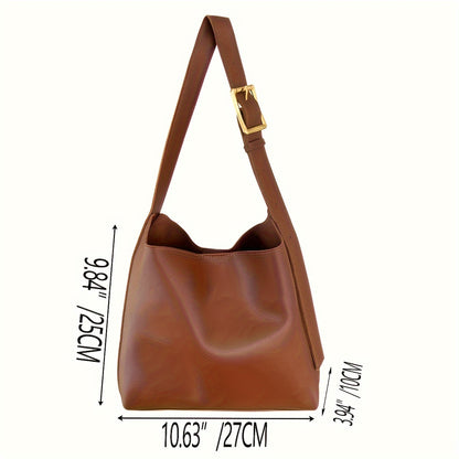 realaiot  Vintage Vegan Shoulder Bag, Retro Simple Tote Bag, Women's Fashion Handbag & Hobo Purse