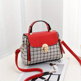 Plaid Pattern Handbag, Women's Buckle Decor Flap Purse, Fashion PU Leather Crossbody Bag