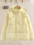 New Hooded Zipper Short Cotton Jacket, Winter Warm Jacket, Outdoor Cold Resistant Women's Clothing