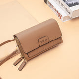 Double Zipper Crossbody Phone Bag, Multi-Functional Casual Shoulder Bag For Work