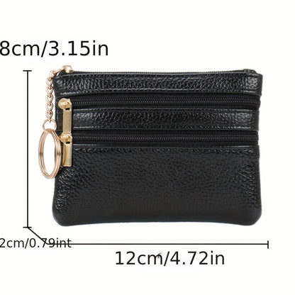 realaiot  Women's Simple Mini Coin Purse, Zipper Faux Leather Clutch Purse, Portable Keychain Bag