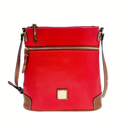 realaiot  Retro Style Crossbody Bag, Vegan Leather Square Purse, Fashion Shoulder Bag For Women