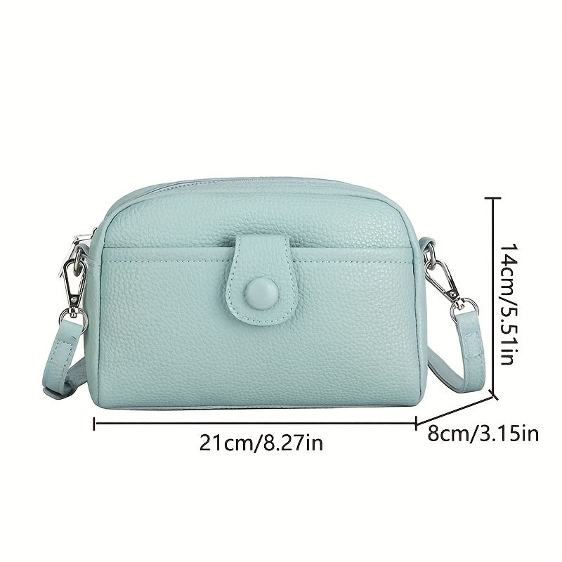 realaiot  Simple Zipper Cell Phone Crossbody Bag, PU Leather Textured Bag Purse, Classic Versatile Fashion Shoulder Bag