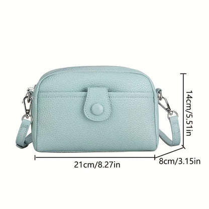 realaiot  Simple Zipper Cell Phone Crossbody Bag, PU Leather Textured Bag Purse, Classic Versatile Fashion Shoulder Bag