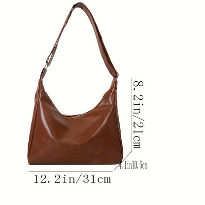 Minimalist Crossbody Bag, Retro Solid Color Shoulder Bag, Fashion Pu Leather Tote Bag For Women