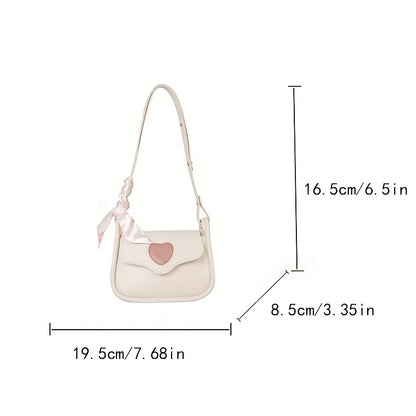 Sweet Love Pattern Shoulder Bag, Trendy Niche Design Crossbody Purse, Classic Women's PU Leather Bag