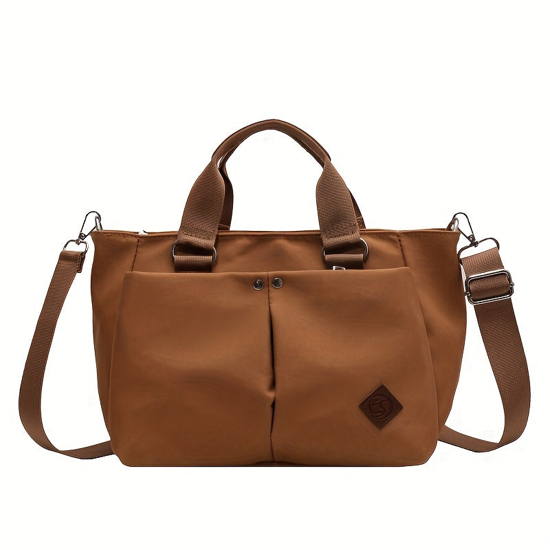 realaiot  Minimalist Solid Color Tote Bag, Casual Multi Pockets Handbag, Women's Crossbody Bag For Daily Use