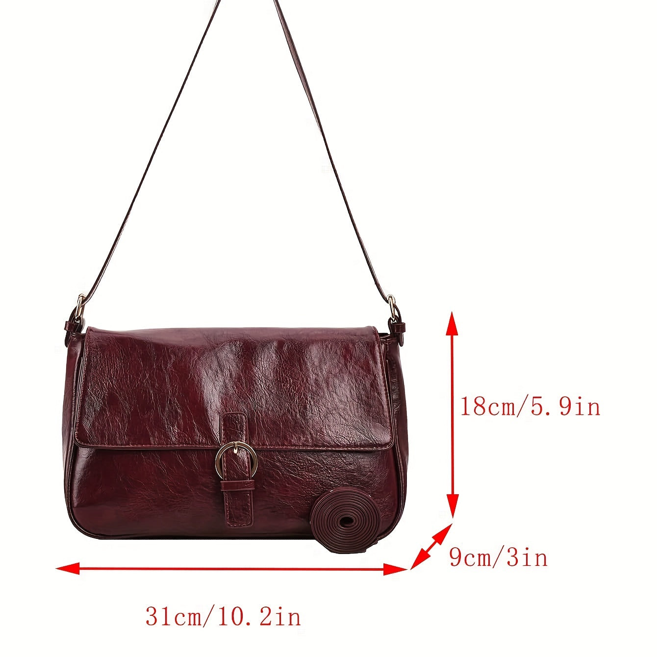 realaiot  Trendy Retro Design Shoulder Bag, Soft PU Leather Flap Handbag, Women's Classic Purse For Daily Work