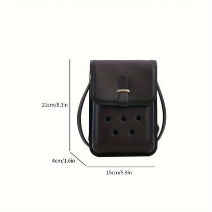 realaiot  Mini Minimalist Square Shoulder Bag, All-Match Flap Crossbody Bag With Hole Design