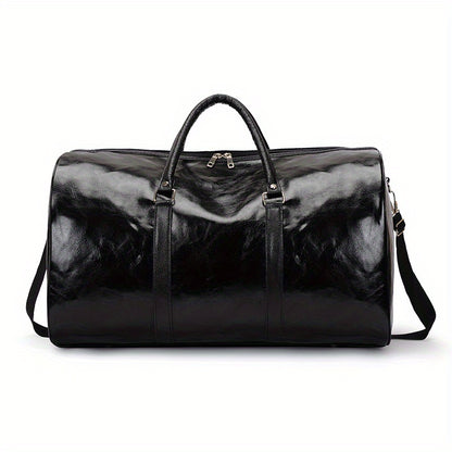 1pc New Trendy Large Capacity Retro Duffel For Men And Women, Portable Travel Bag, PU Leather Travel Bag,  Short Trip Handbag, Causal Holdall Luggage Bag Baggage Bag, Moving Storage Bag,