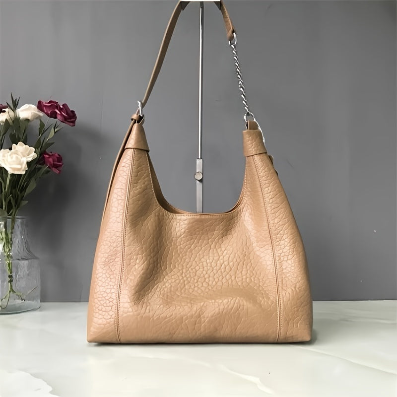 Vintage Large Capacity Hobo Bag, Fashion Leather Shoulder Bag, Women's Trendy Handbag & Tote Purse