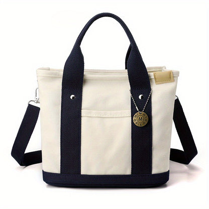 Portable Lunch Box Bag, Canvas Tote Bag For Women, Multi Layer Crossbody Bag For Work & Go Out