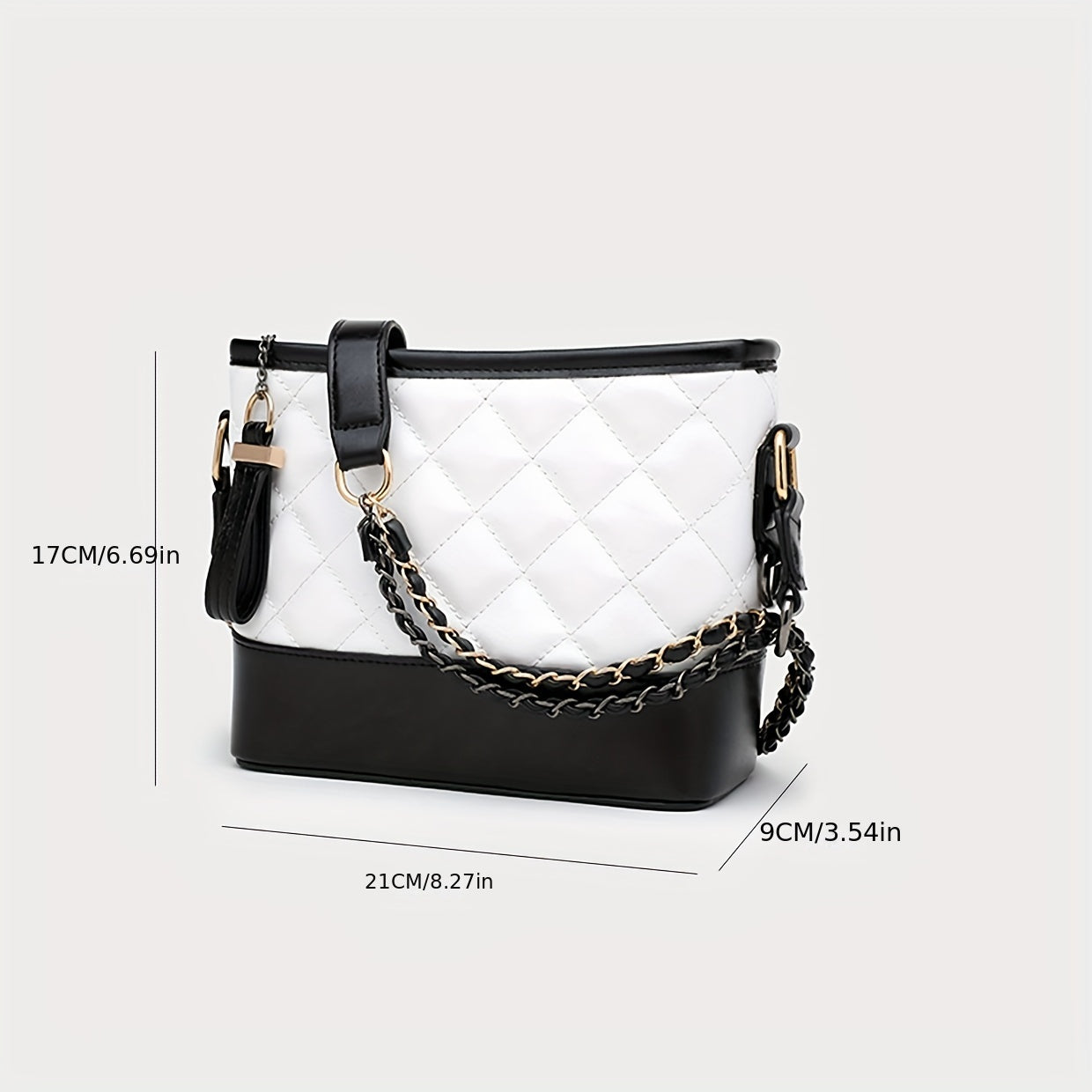 realaiot  Fashion Classic Quilted Shoulder Bag, Casual Simple PU Leather Handbag, Women's Trendy Versatile Crossbody Bag & Purse