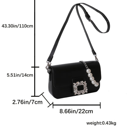 realaiot  Elegant Rhinestone Shoulder Bag, Fashion PU Underarm Bag, Women's Stylish Handbag & Purse For Commute for Carnaval Music Festival