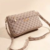 realaiot  Geometric Pattern Crossbody Bag, Vintage Zipper Square Purse, Women's Simple Mobile Phone Bag