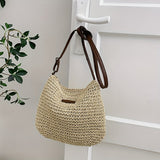 realaiot  Minimalist Straw Design Shoulder Bag, All-Match Travel Storage Bag, Women's Crossbody Bag