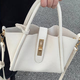 Mini Top Handle Crossbody Tote Bag, PU Leather Textured Bag Purse, Classic Versatile Fashion Shoulder Bag