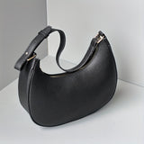 realaiot  Trendy Solid Color Crescent Bag, Minimalist Underarm Baguette Bag, All-Match Armpit Bag