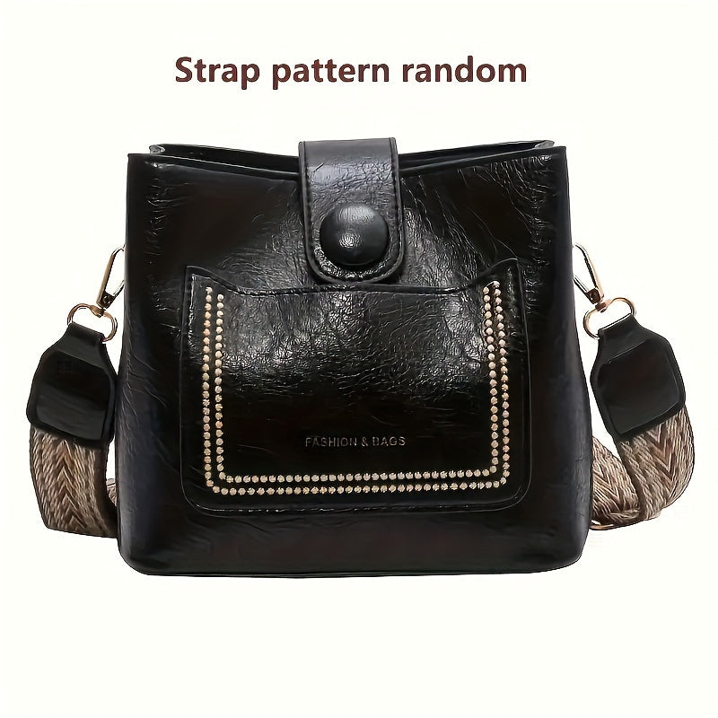 realaiot  Mini Vintage Crossbody Bag, Retro Shoulder Bucket Bag, Women's Fashion Handbag & Hobo Purse