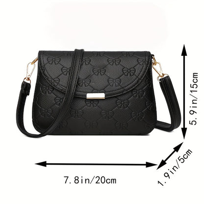 realaiot  Fashion Embossed Crossbody Bag, Trendy Flap Shoulder Bag, Women's Casual Handbag & Purse