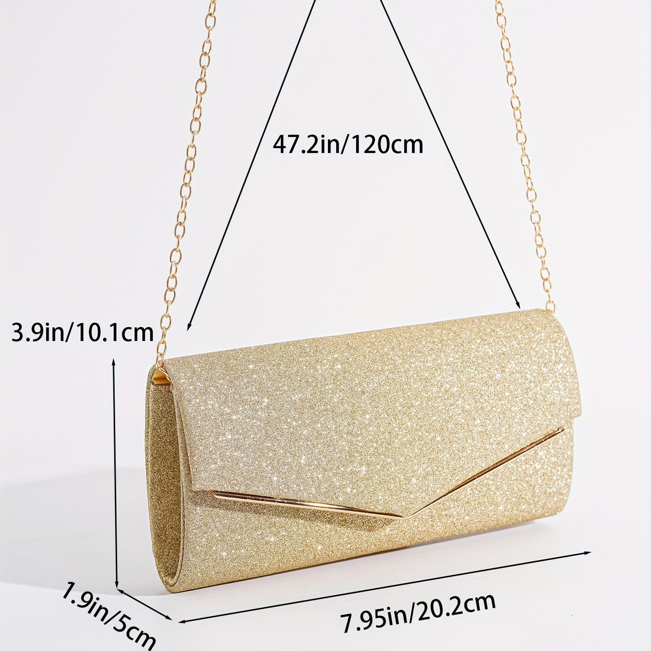 realaiot Fashionable Glitter Long Wallet, Flap Clutch Chain Bag, Women's Elegant Evening Bag For Party For Carnaval Use