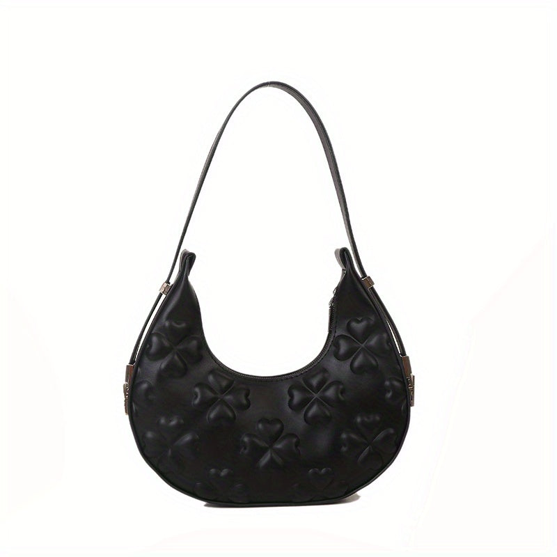 Solid Color Fashion Underarm Bag, Simple Casual PU Leather Half Moon Bag, Women's Trendy Versatile Shoulder Bag & Handbag