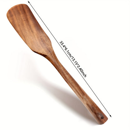 1 Set, Premium Teak Wooden Cooking Utensils Set - Extremely Durable, Non-Scratch, and Gentle on Cookware, Complete with Spoons and Spatula for Healthy and Natural Cooking, Perfect for Preparing Nutritious Meals with Natural Ingredients