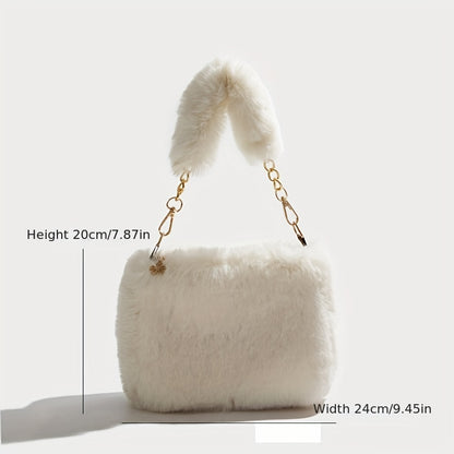 realaiot  Cute Plush Crossbody Tote Bag, Fluffy Soft Shoulder Hobo Bag, Women's Fashion Handbag & Purse