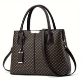 Flower Plaid Print Handbag, Fashion Top Handle Satchel Purse, Women's Classic Crossbody Bag