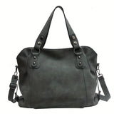 realaiot  Vintage Large Capacity Tote Bag, Retro PU Shoulder Hobo Bag, Women's Casual Handbag, Crossbody Bag & Purse