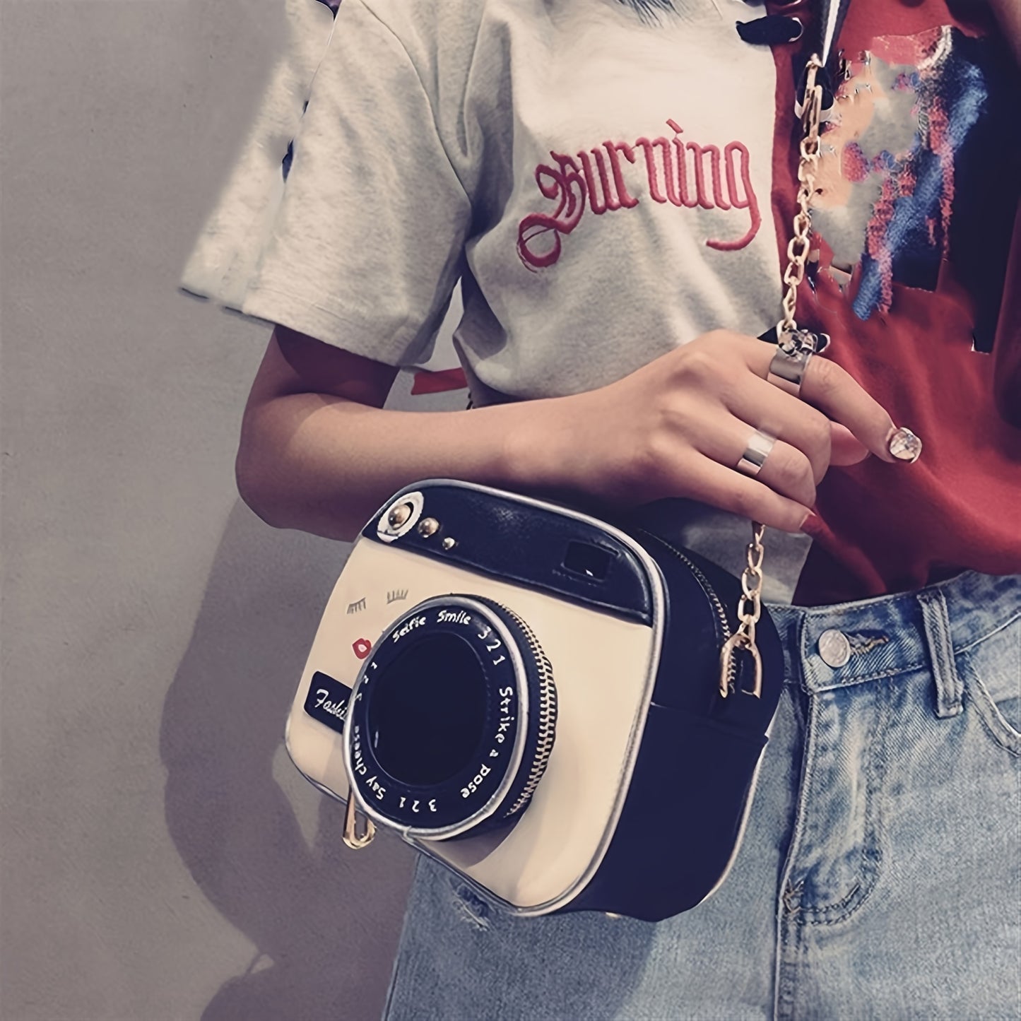 Retro Camera Design Square Bag, Unique Chain Crossbody Bag, Women's Creative Shoulder Bag