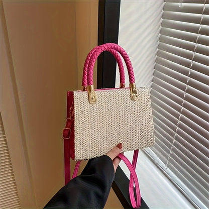 Mini Straw Woven Crossbody Bag, Fashion Simple Shoulder Bag, Women's Casual Handbag & Purse