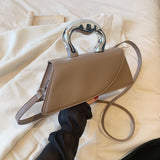 realaiot  Trendy Niche Design Satchel Bag, Top Handle Flap Purse, Novelty Women's PU Leather Purse