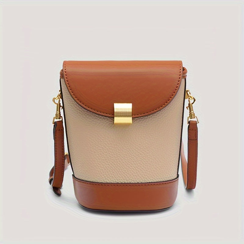 2024 New Mini Colorblock Bucket Bag, Simple Fashionable Shoulder Bag, Leisure Handbag For Women