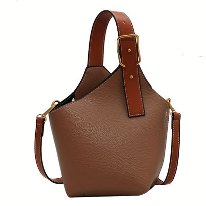 Vintage Bucket Bag For Women, Small Zipper Crossbody Bag, Fashion Faux Leather Handbags