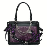 Gothic Butterfly Tote Bag, Trendy Punk Style Shoulder Bag, Women's Dark Y2K Handbag & Purse